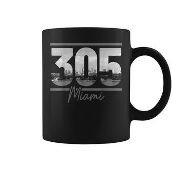 Miami 305 Area Code Skyline Florida Vintage Coffee Mug - Thegiftio UK