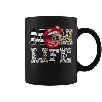 Mom Life Leopard Lip Skull Red Lip Mothers Day Coffee Mug - Thegiftio UK