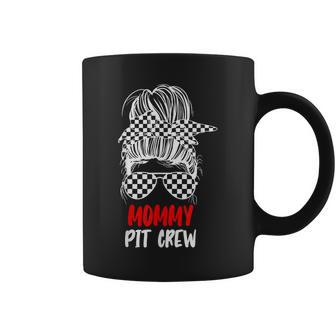 Mommy Pit Crew Messy Bun Race Track Flag Car Racing Womens Coffee Mug - Thegiftio UK