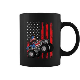 Monster Truck American Flag Racing Usa Patriotic Coffee Mug - Monsterry