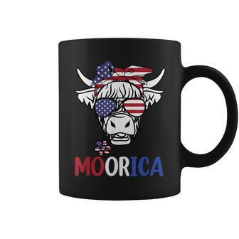 Moorica Highland Cow 4Th Of July Design Usa Patriotic Cow V2 Coffee Mug - Seseable
