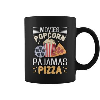 Movies Popcorn Pajamas Pizza Movie Evening Lover Gift Coffee Mug - Monsterry