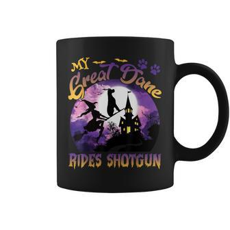 My Great Dane Rides Shotgun Halloween Protector Witch Dog Coffee Mug - Seseable