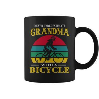 Never Underestimate A Grandma With A Bicycle Coffee Mug - Thegiftio UK