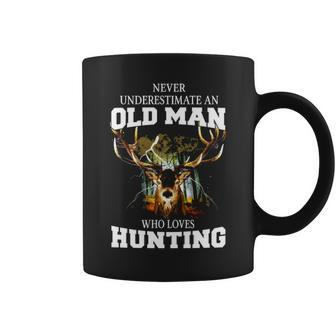 Never Underestimate An Old Man Who Loves Hunting Front Design Coffee Mug - Thegiftio UK