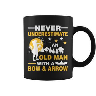 Never Underestimate An Old Man With A Bow & Arrow Graphic Design Printed Casual Daily Basic Coffee Mug - Thegiftio UK