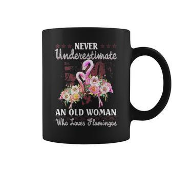 Never Underestimate An Old Woman Who Loves Flamingo Coffee Mug - Thegiftio UK