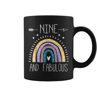 Nine And Fabulous 9Th Birthday Gifts Girl 9 Year Old Rainbow Coffee Mug - Thegiftio UK