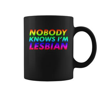 Nobody Knows Im Lesbian Pride Gender Lgbt Cool Gift Graphic Design Printed Casual Daily Basic Coffee Mug - Thegiftio UK