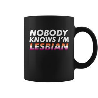 Nobody Knows Im Lesbian Pride Gender Lgbt Gift Graphic Design Printed Casual Daily Basic Coffee Mug - Thegiftio UK