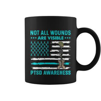 Not All Wounds Are Visible Ptsd Awareness Teal Ribbon Coffee Mug - Monsterry UK