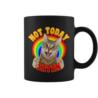 Not Today Satan Funny Cat Rainbow Coffee Mug - Monsterry AU