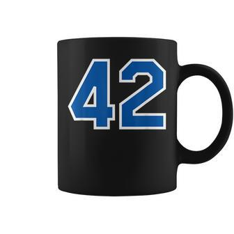 Number 42 Sports Jersey Birthday Age Lucky No Blue White Coffee Mug - Thegiftio UK