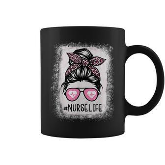 Nurse Life Bleached Pink Leopard Messy Bun Nurse Life Coffee Mug - Thegiftio UK
