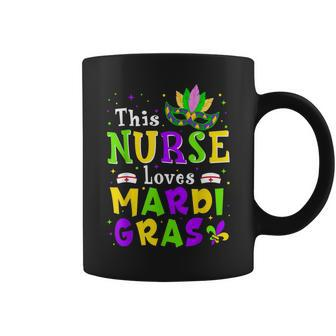 Nurse Mardi Gras Scrub Top Rn Icu Pacu Nicu Er Cna Women Coffee Mug - Thegiftio UK