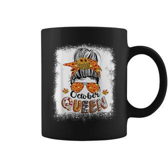 October Queen Messy Bun October Birthday Halloween Costume Coffee Mug - Seseable
