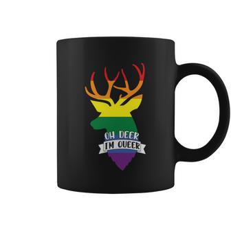 Oh Deer Im Queer Lgbt Gay Pride Lesbian Bisexual Ally Quote Coffee Mug - Monsterry