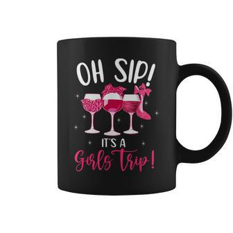 Oh Sip Its A Girls Trip Fun Wine Party Leopard Sunglasses Coffee Mug - Thegiftio UK