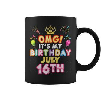Omg Its My Birthday July 16Th Vintage 16 Happy Kid Vintage Coffee Mug - Seseable