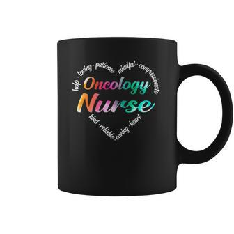 Oncology Nurse Heart Word Cloud Watercolor Rainbow Coffee Mug - Thegiftio UK