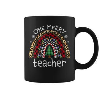 One Merry Teacher Funny Teacher Rainbow Christmas Tree Xmas Coffee Mug - Thegiftio UK