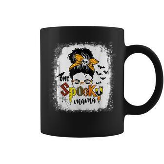 One Spooky Mama For Halloween Messy Bun Mom Monster Costume Coffee Mug - Seseable