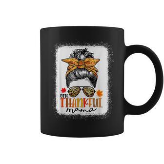 One Thankful Mama Messy Bun Leopard Fall Autumn Thanksgiving Coffee Mug - Thegiftio UK