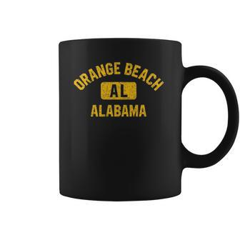 Orange Beach Al Alabama Gym Style Distressed Amber Print Coffee Mug | Mazezy