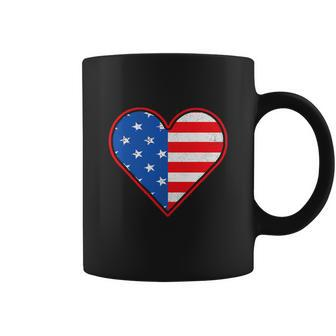 Patriotic American Flag Heart For 4Th Of July Girl Coffee Mug - Monsterry DE