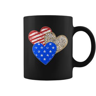 Patriotic Leopard Print Stars And Stripes Hearts Coffee Mug - Monsterry