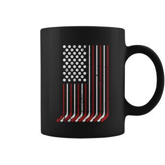 Patriotic Us American Hockey Sticks And Stars Stripes Flag Gift Coffee Mug - Monsterry