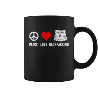 Peace Love Backpacking Outdoor Camping Hiking Backpacking Gift Graphic Design Printed Casual Daily Basic Coffee Mug - Thegiftio UK