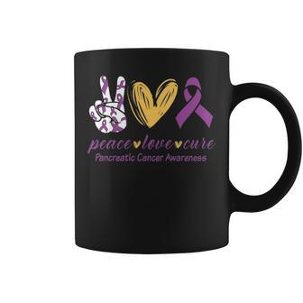 Peace Love Cure Purple Ribbon Pancreatic Cancer Coffee Mug - Thegiftio UK
