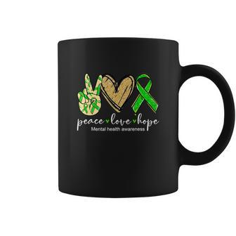 Peace Love Hope Mental Health Awareness Green Ribbon Coffee Mug - Monsterry AU