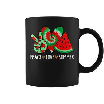 Peace Love Summer Watermelon Fruit Summer Vacation Tie Dye V2 Coffee Mug - Seseable