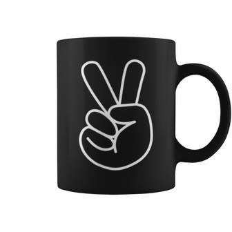Peace Sign Hand - Minimalistic Pocket Design - Peace Coffee Mug - Thegiftio UK