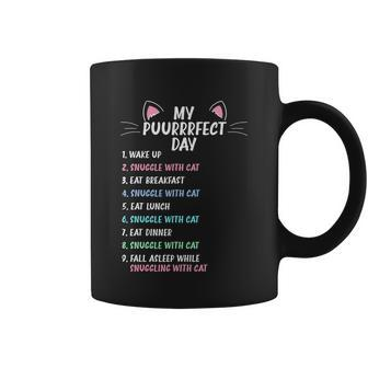 Perfect Day Is Snuggling A Cat Funny Cat Owner Coffee Mug - Monsterry AU