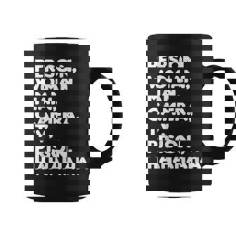 Person Woman Man Camera Tv Prison Hahaha Funny Coffee Mug - Thegiftio