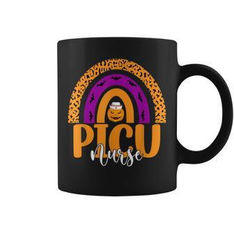 Picu Nurse Pediatric Icu Nursing Halloween Pumpkin Rainbow Coffee Mug - Thegiftio UK