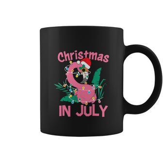 Pink Flamingo In Santa Hat Funny Christmas In July Coffee Mug - Monsterry CA