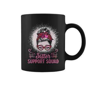 Pink Messy Bun Sister Support Squad Breast Cancer Awareness Coffee Mug - Thegiftio UK
