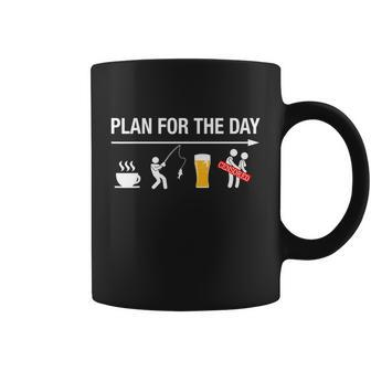 Plan For The Day Coffee Fish Beer Funny Adult Mens Fishing Coffee Mug - Monsterry