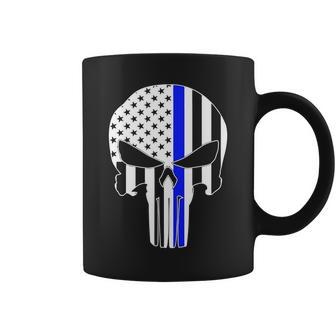 Police Usa Skull Thin Blue Line Tshirt Coffee Mug - Monsterry CA