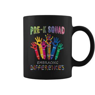 Pre K Squad Embracing Differences Autism Sped Teacher Coffee Mug - Monsterry