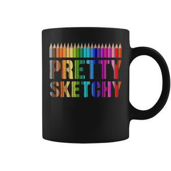 Pretty Sketchy Funny Art Teacher Artists Humor Graphic Design Printed Casual Daily Basic Coffee Mug - Thegiftio UK