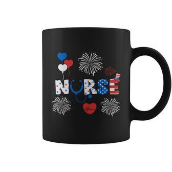 Pride Nurse Usa Flag Stethoscope 4Th Of July Plus Size Graphic Shirt For Women Coffee Mug - Monsterry