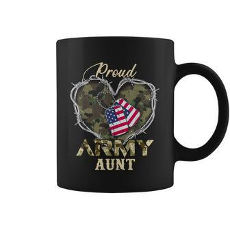 Proud Army Aunt With Heart American Flag For Veteran Graphic Design Printed Casual Daily Basic Coffee Mug - Thegiftio UK