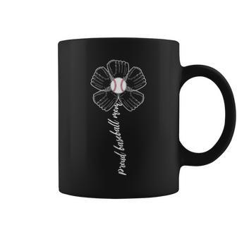 Proud Baseball Mom Flower Tshirt Coffee Mug - Monsterry