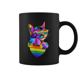 Proud Cute Cat Pride Lgbt Transgender Flag Heart Gay Lesbian Coffee Mug - Monsterry