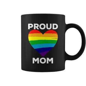 Proud Mom Heart Flag Parent Of Lgbtq Lesbian Bi Trans Gift Coffee Mug - Monsterry